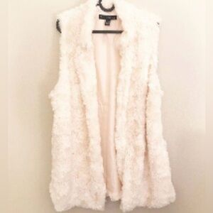 French Laundry Cream Teddy Faux Fur Duster Vest Size L